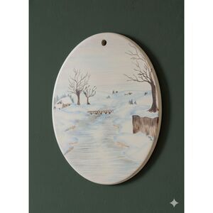 Hand Painted Winter Scene by Marci Radigan Ohio Artist Certified Ceramic Plaque